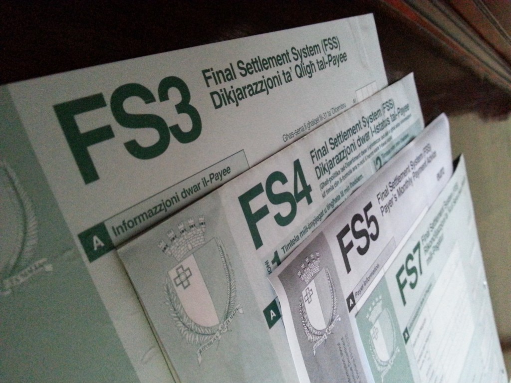 New FS3, FS4, FS5, FS7 Forms issued by Maltese IRD