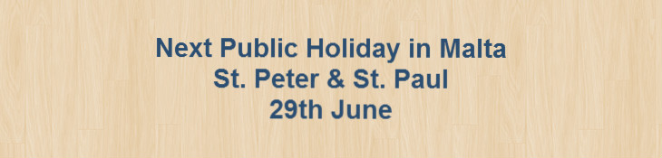 Next Public Holiday – Feast of St. Peter and St. Paul – 29th June