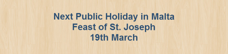 Next Public Holiday – Feast of St. Joseph – 19th March