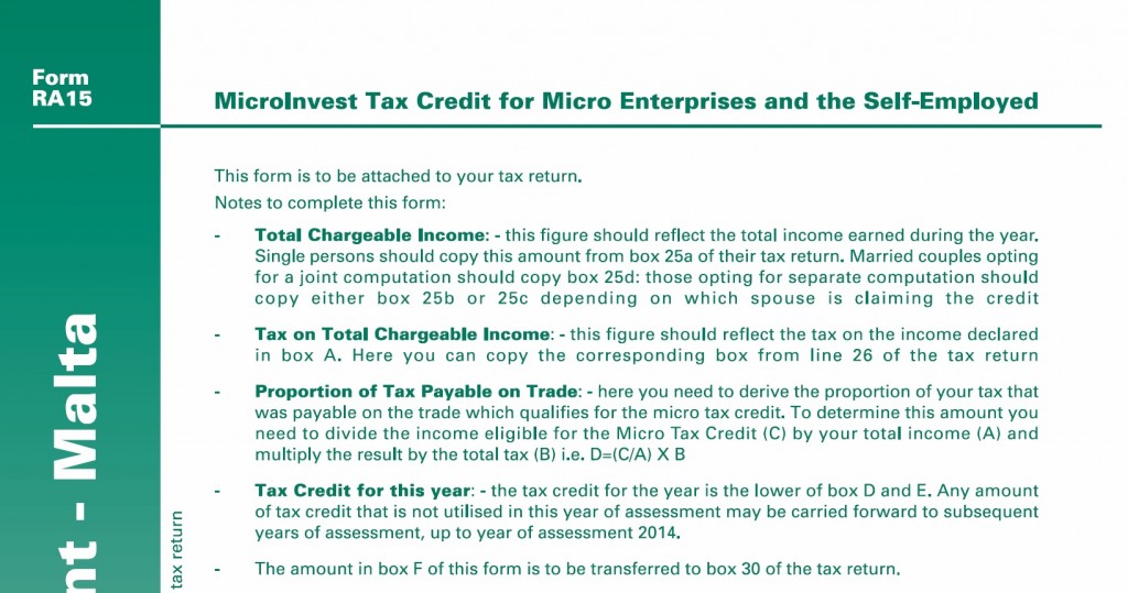 RA15 Form - MicroInvest Tax Credit Claim Form