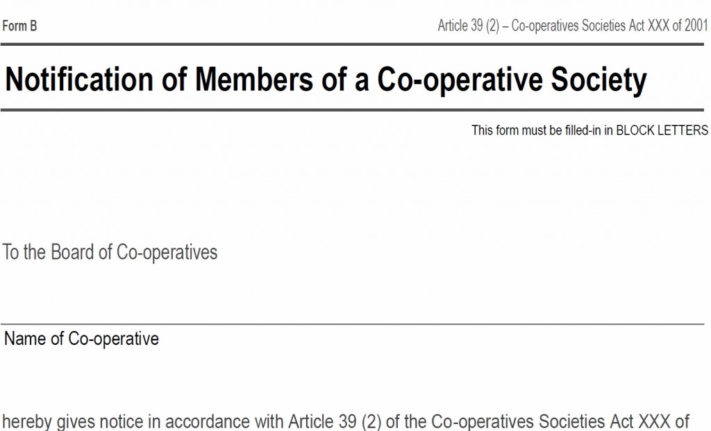Form B - Co-operative Members submission 2016
