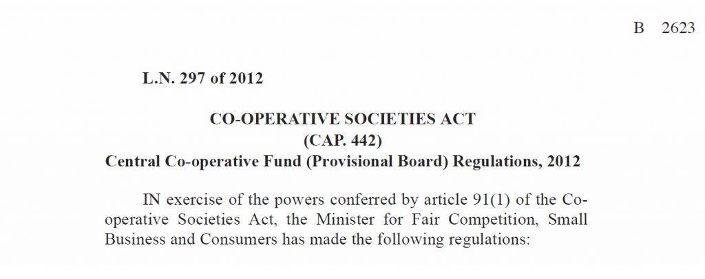 2016 - Central Co-operative Fund (Provisional Board) Regulations - revoked