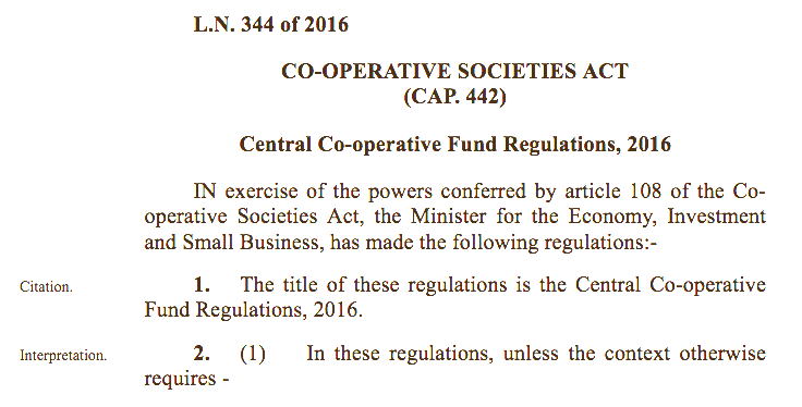 The Central Co-operative Fund Regulations 2016 - Committee and Funding